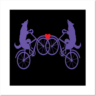 Wolf bicycle love nice cute cool colorful Posters and Art